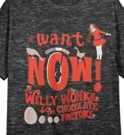 Willy Wonka & The Chocolate Factory Veruca Salt Crew Neck Short Sleeve Charcoal Heather Women's Night Shirt