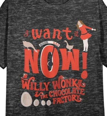 Willy Wonka & The Chocolate Factory Veruca Salt Crew Neck Short Sleeve Charcoal Heather Women's Night Shirt