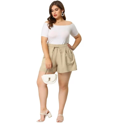 Agnes Orinda Women's Plus Pants Casual Drawstring Waist Shorts With Front Pokcets - Image 2