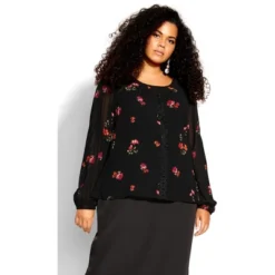 Women's Plus Size Penelope Top - Black | CITY CHIC