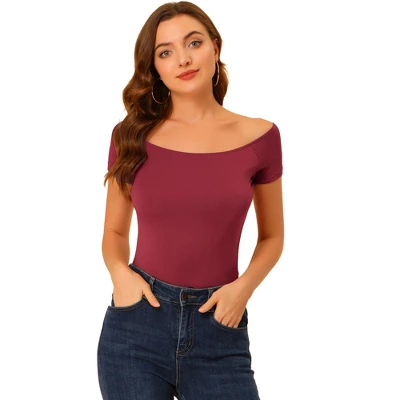 Allegra K Women's Short Sleeves Off The Shoulder Solid Crop Top - Image 13