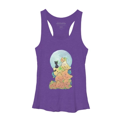 Women's Design By Humans Cat Pumpkin Pile By AwkwardDragon Racerback Tank Top - Image 6