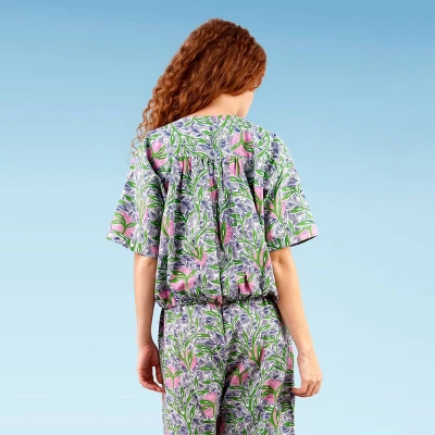 Liberty & Justice Women's Short Sleeve Tie-Front Cover Up Top - Image 2