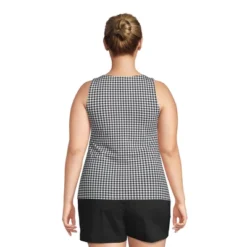Lands' End Women's Plus Size DD-Cup Chlorine Resistant Square Neck Underwire Tankini Top Swimsuit Adjustable St