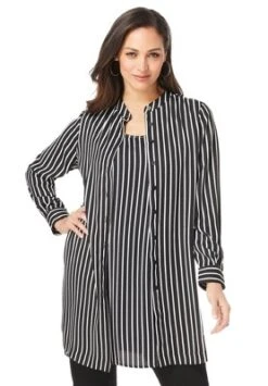 Jessica London Women’s Plus Size Georgette Button Front Tunic