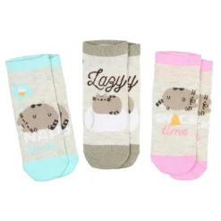Pusheen The Cat Nap Time No Show Ankle Socks Size 5-9 - 3 Pair Multicoloured