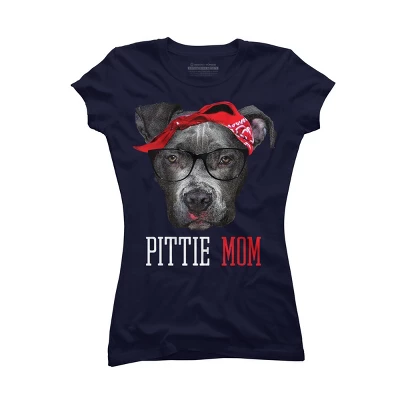Junior's Design By Humans Mother's Day Pittie Mom Pitbull Dog Lovers By Dandingroz T-Shirt - Image 3