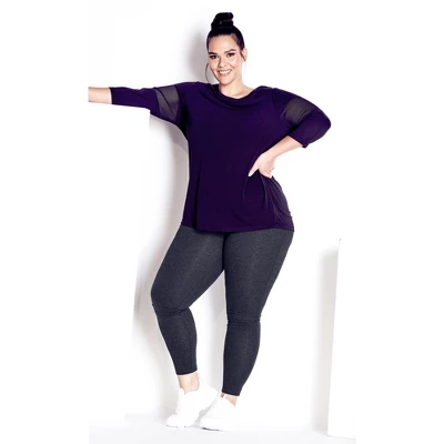 Women's Plus Size Supima® High Rise Legging Charcoal - Tall | AVENUE LEISURE - Image 3