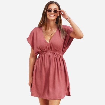 Women's Elastic Beachwear Short Sleeve Cover Up -Cupshe - Image 9