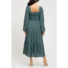 August Sky Women's Long Sleeve Smocked Midi Dress