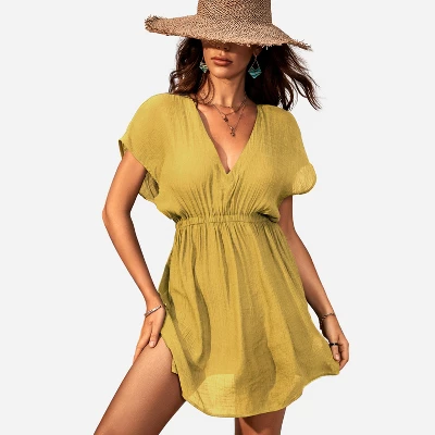 Women's Elastic Beachwear Short Sleeve Cover Up -Cupshe - Image 11