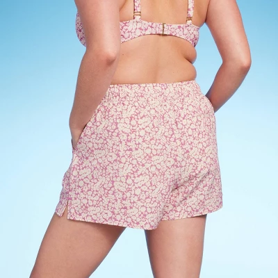 Women's Floral Print High-Rise Board Shorts - Kona Sol™ Pink