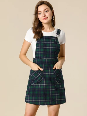 Allegra K Women's Causal Adjustable Strap Above Knee Suspender Skirts