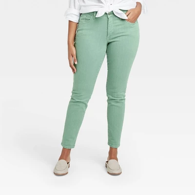 Women's Mid-Rise Skinny Stretch Ankle Jeans - Universal Thread™ Green - Image 3