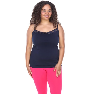 Women's Plus Size Lace Trim Tank Top - One Size Fits Most Plus - White Mark - Image 4