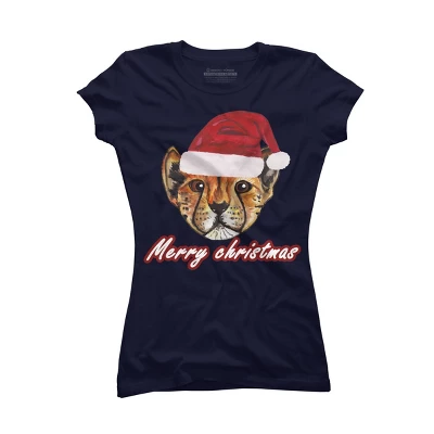 Junior's Design By Humans Christmas Cheetah By Susserain T-Shirt - Image 5