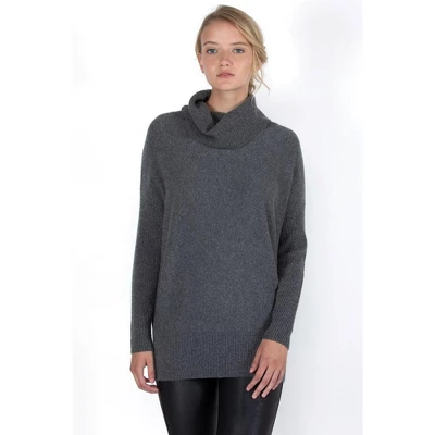 JENNIE LIU Women's 100% Pure Cashmere Cocoon Dolman Sleeve Cowlneck Sweater - Image 3