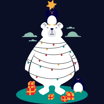 Junior's Design By Humans Christmas In Arctic By StevenToang T-Shirt