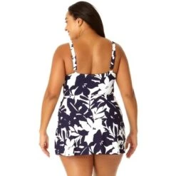 Anne Cole Plus - Women's Swim Dress With Skirted Bottom