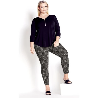 Women's Plus Size Jemma Check Pant - Charcoal | AVENUE - Image 9