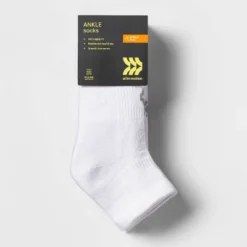 Women's Cushioned 6+1 Bonus Pack Ankle Athletic Socks - All In Motion™ White 4-10