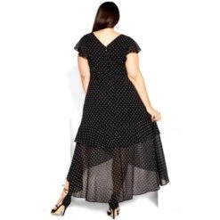 Women's Plus Size Stylish Tier Print Maxi Dress - Black Spot | CITY CHIC