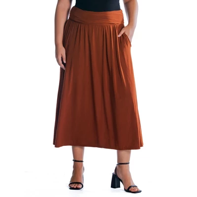 Womens Plus Size Foldover Maxi Skirt With Pockets - Image 3