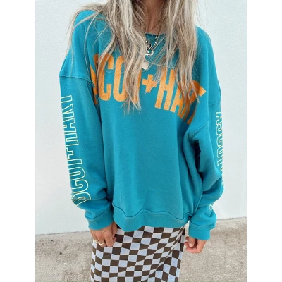 Women's Ascot + Hart Graphic Pullover Sweatshirt - Blue - Image 3