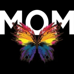 Junior's Design By Humans Mother's Day Rainbow Butterfly Mom By MeowShop T-Shirt