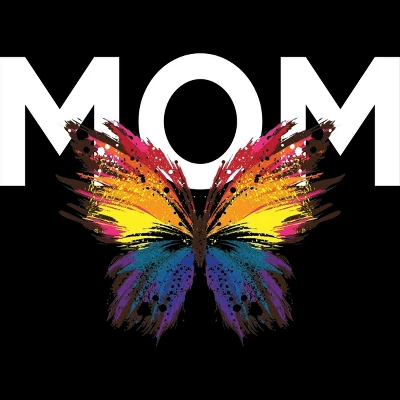 Junior's Design By Humans Mother's Day Rainbow Butterfly Mom By MeowShop T-Shirt