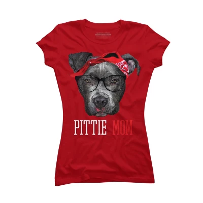 Junior's Design By Humans Mother's Day Pittie Mom Pitbull Dog Lovers By Dandingroz T-Shirt - Image 5