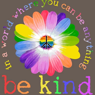 Women's Design By Humans In A World Where You Can Be Anything Be Kind Lgbt By DragonTee Racerback Tank Top