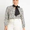 ELOQUII Women’s Plus Size Tie Neck Blouse