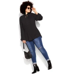 Women's Plus Size Forbidden Top - Black | CITY CHIC