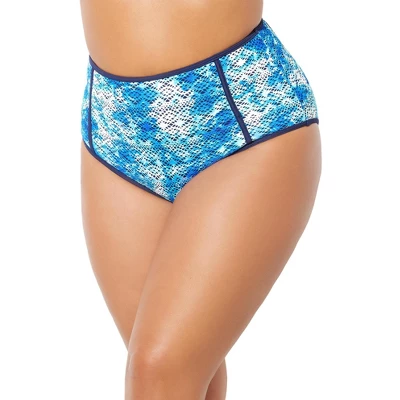 Swimsuits For All Women’s Plus Size Crochet High Waist Piped Swim Brief - Image 3