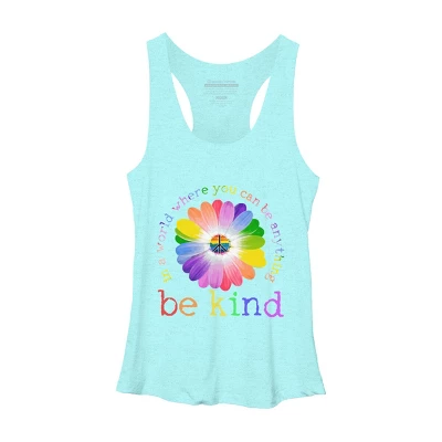 Women's Design By Humans In A World Where You Can Be Anything Be Kind Lgbt By DragonTee Racerback Tank Top - Image 4
