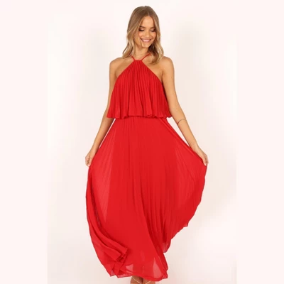 Petal And Pup Womens Gia Pleated Halterneck Maxi Dress - Image 10