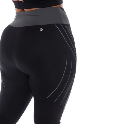 White Mark - Plus Size High-Waist Reflective Piping Fitness Leggings - Image 3