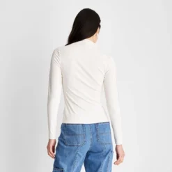 Women's Long Sleeve Mock Neck Textured Shirt - Future Collective™ With Reese Blutstein