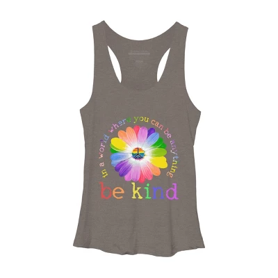Women's Design By Humans In A World Where You Can Be Anything Be Kind Lgbt By DragonTee Racerback Tank Top - Image 3