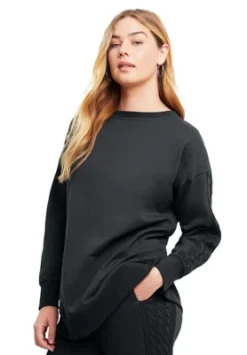 June + Vie By Roaman's Women’s Plus Size French Terry Boatneck Sweatshirt