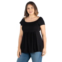 24seven Comfort Apparel Women's Plus Babydoll Tunic Top