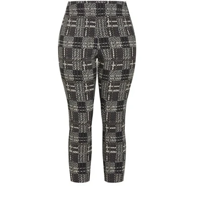 Women's Plus Size Jemma Check Pant - Charcoal | AVENUE - Image 2