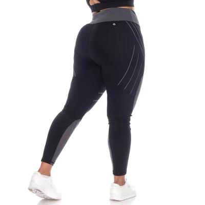 White Mark - Plus Size High-Waist Reflective Piping Fitness Leggings - Image 2
