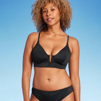 Women's Ribbed Longline V-Wire Bikini Top - Shade & Shore™ - Image 7