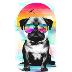 Junior's Design By Humans Summer Pug By Clingcling T-Shirt