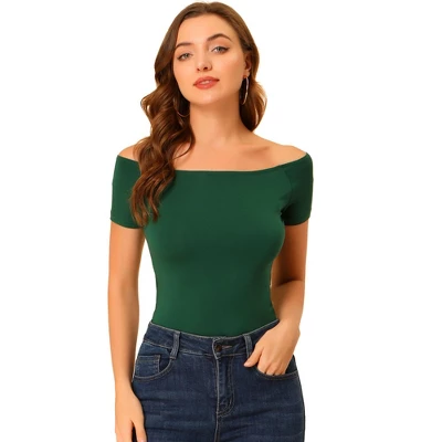 Allegra K Women's Short Sleeves Off The Shoulder Solid Crop Top - Image 12