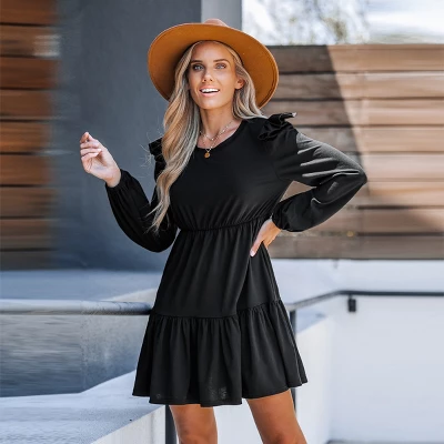 Women's Ruffled Long Sleeve Mini Dress - Cupshe - Image 2
