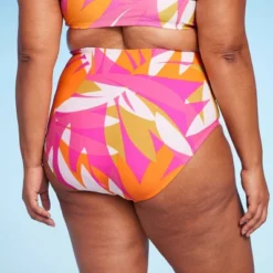 Women's Abstract Bright Color Print High Waist Bikini Bottom - Kona Sol™ Multi