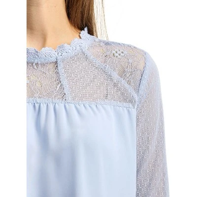 Allegra K Women's Elegant Lace Sleeve Top Scalloped Trim Summer Casual Chiffon Blouse - Image 5